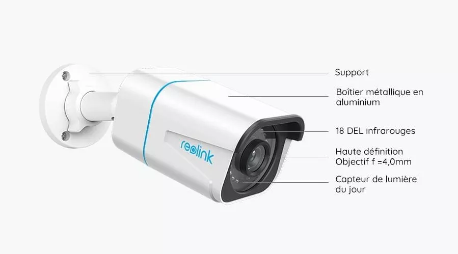 Caméra de sécurité, caméras de sécurité étanches à l'extérieur avec 360, vision  nocturne couleur / HD / projecteur / vo