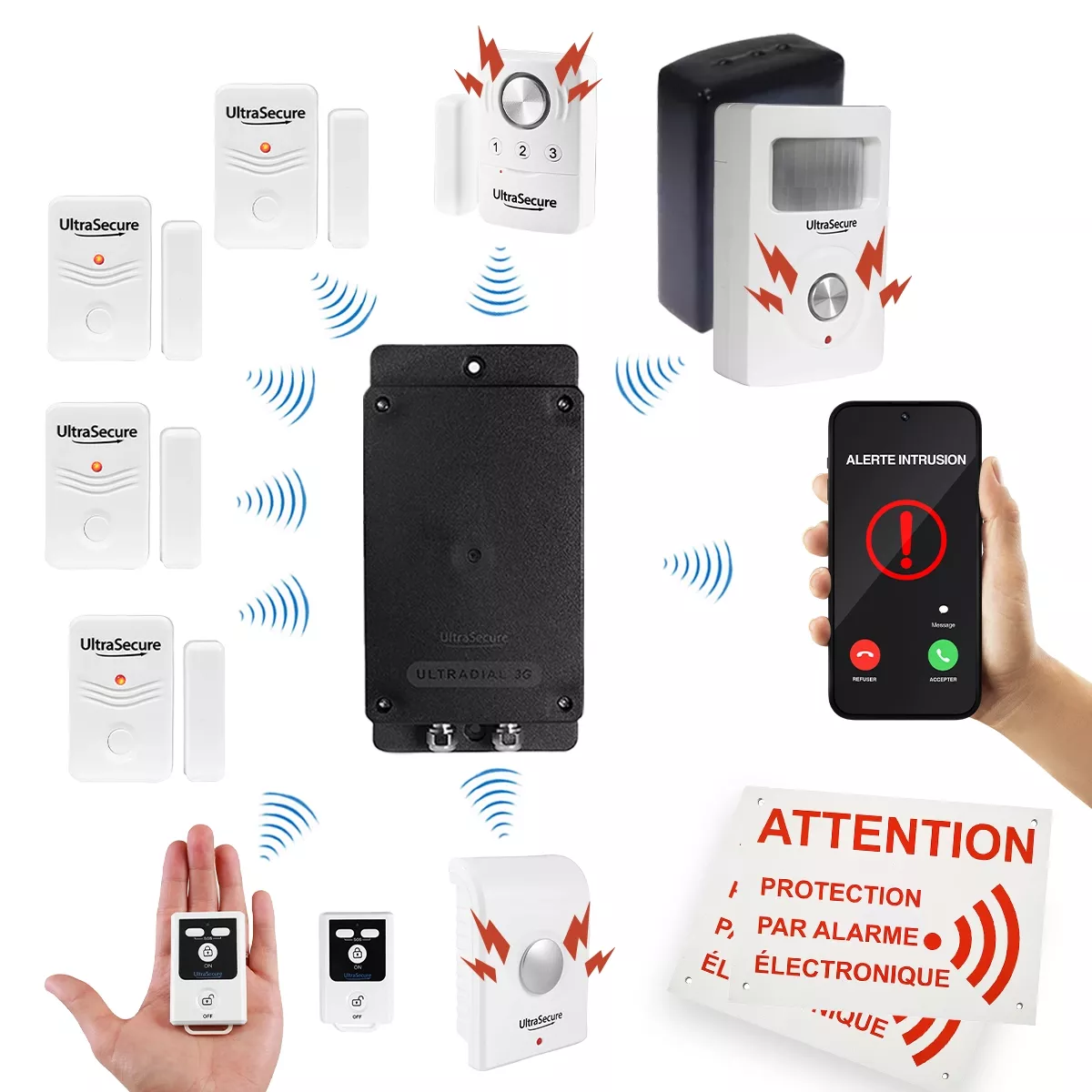 Kit alarme autonome GSM local agricole - UltraDIAL 4G + 6