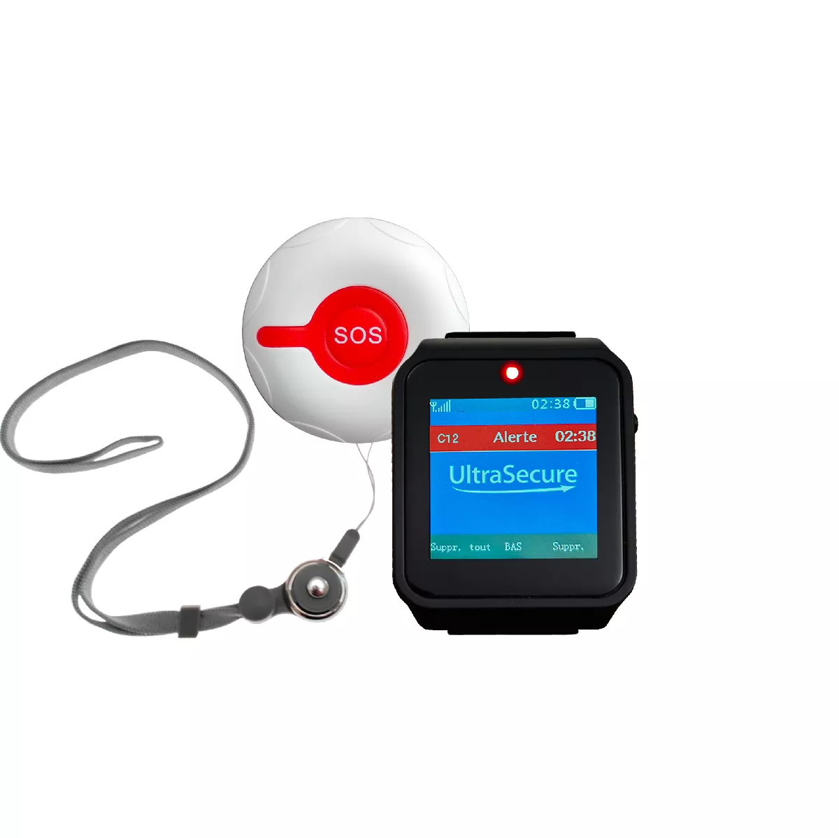 Kit d'alerte panique SOS sans-fil sur Bipeur mobile IP67 - écran digital  tactile / BIP + LED + Vibration