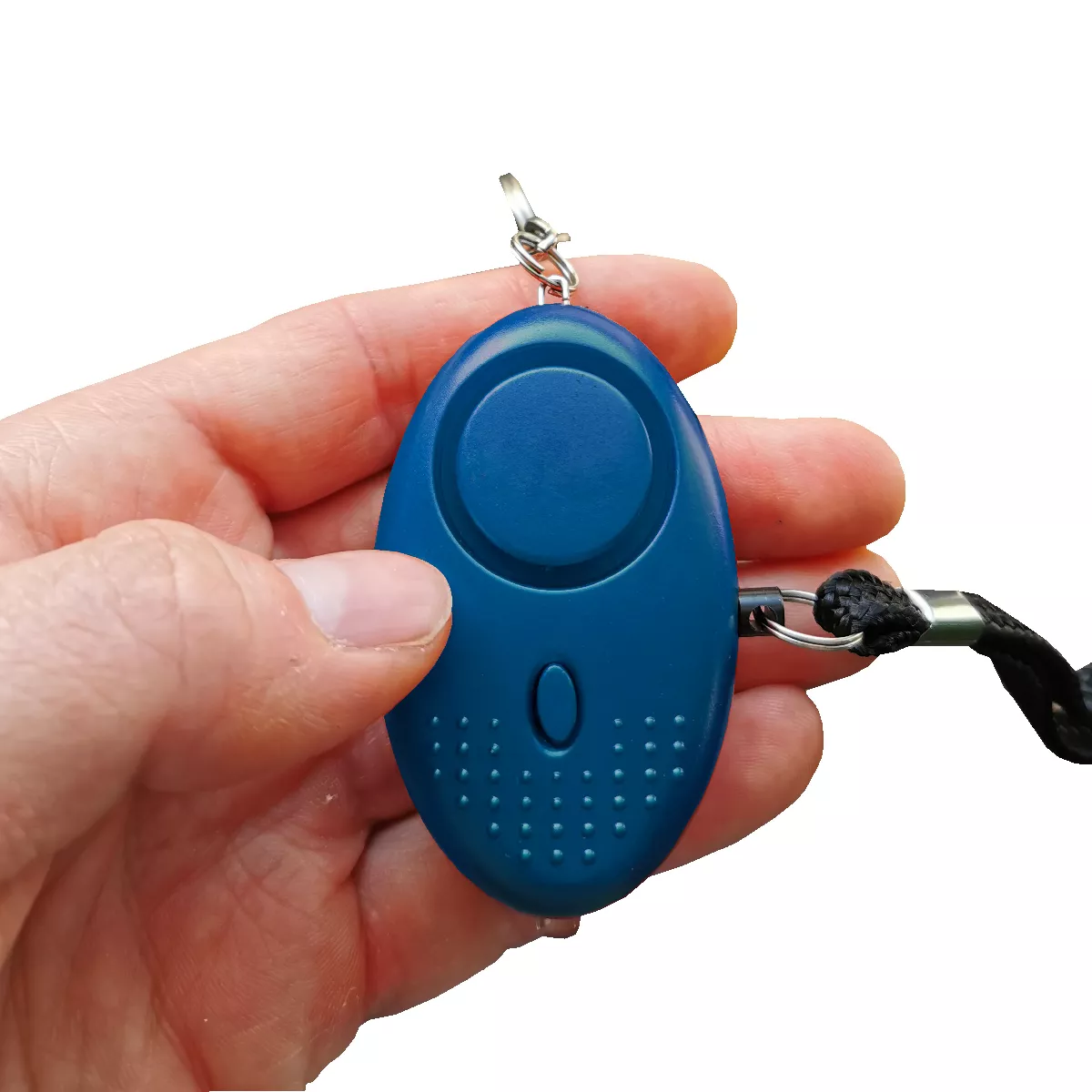 Alarme personnelle compacte anti-agression vol chien sos - sirène 140 dB /  lampe de poche - Bleue