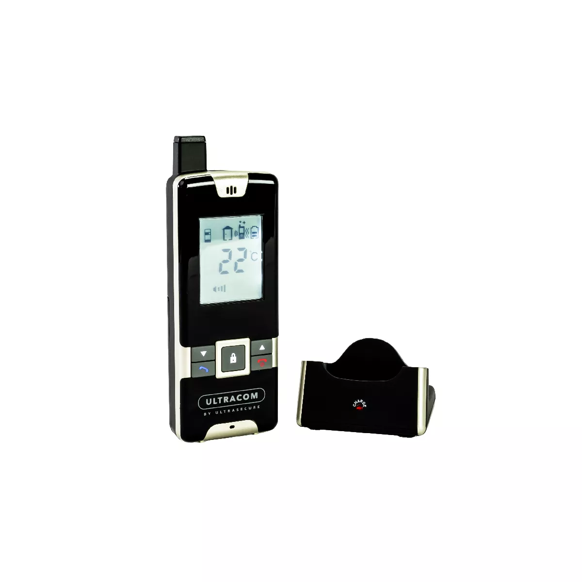 Interphone hôpital / santé / protection - 100% sans-fil autonome piles 600m  - UltraCOM2 Noir 600-SOLO + combiné mobile