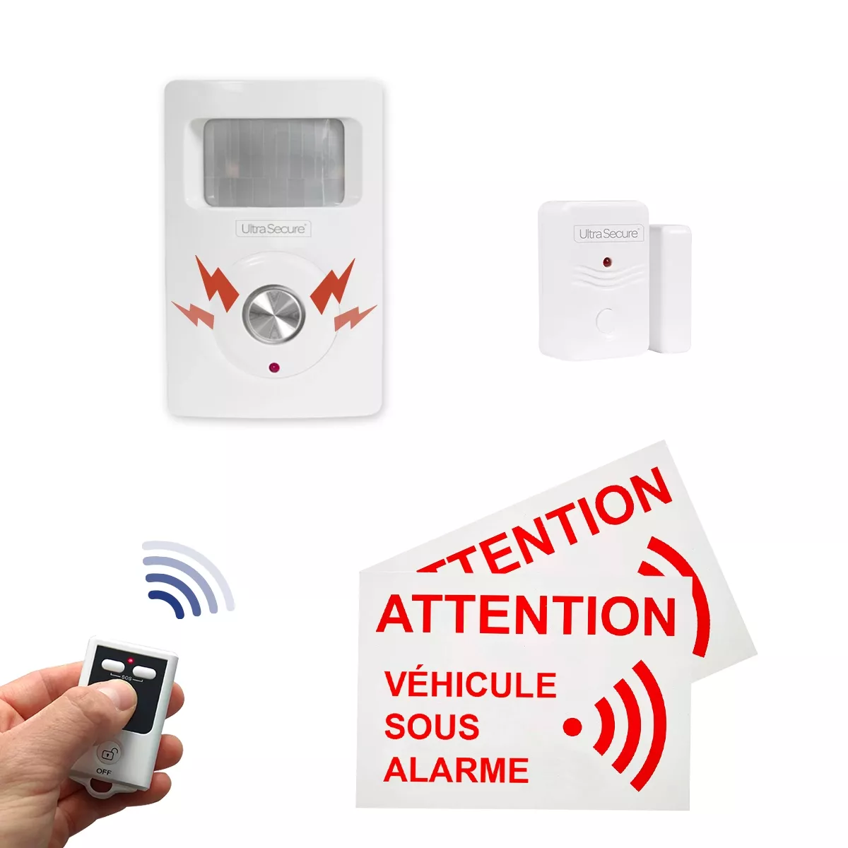 Kit alarme camping-car autonome sans-fil ESSENTIEL 3 - Détecteur mouvement  + ouverture + télécommande (gamme BT)
